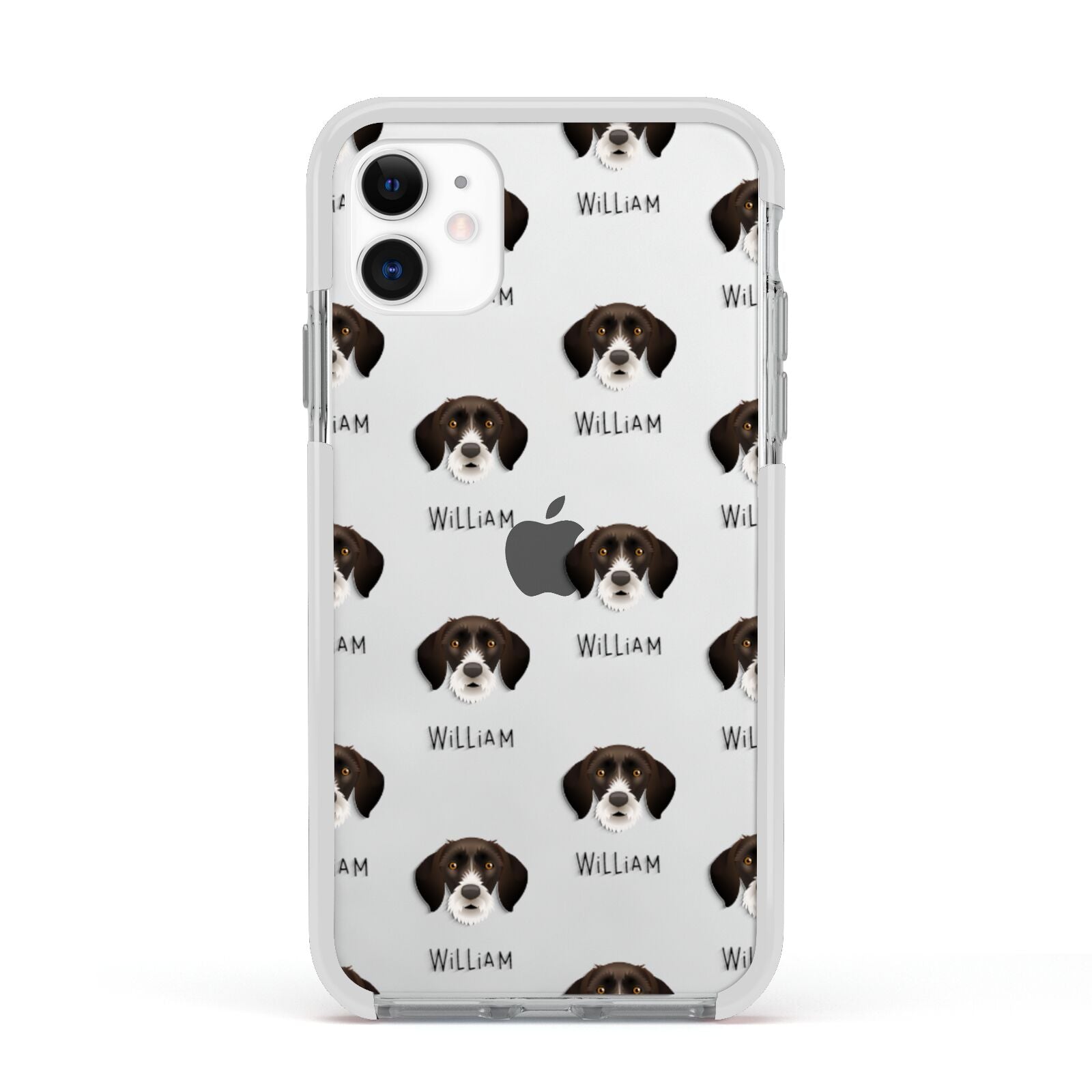German Wirehaired Pointer Icon with Name Apple iPhone 11 in White with White Impact Case