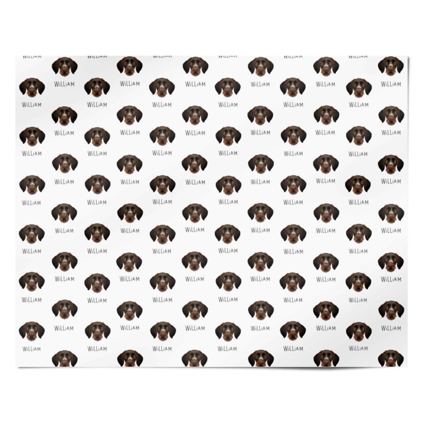 German Wirehaired Pointer Icon with Name Personalised Wrapping Paper Alternative