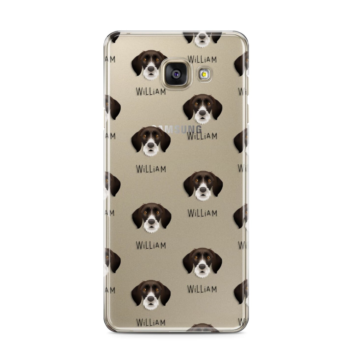 German Wirehaired Pointer Icon with Name Samsung Galaxy A3 2016 Case on gold phone