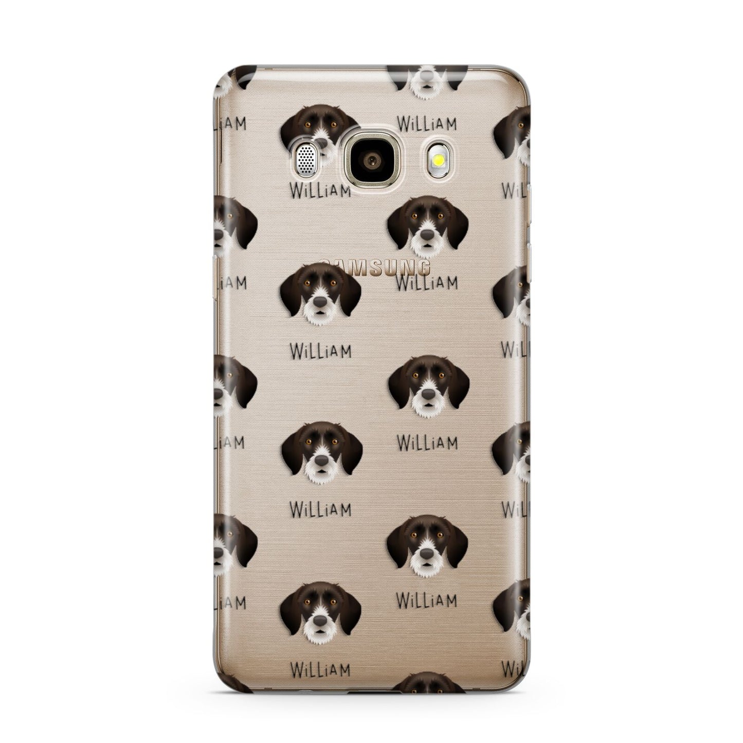 German Wirehaired Pointer Icon with Name Samsung Galaxy J7 2016 Case on gold phone