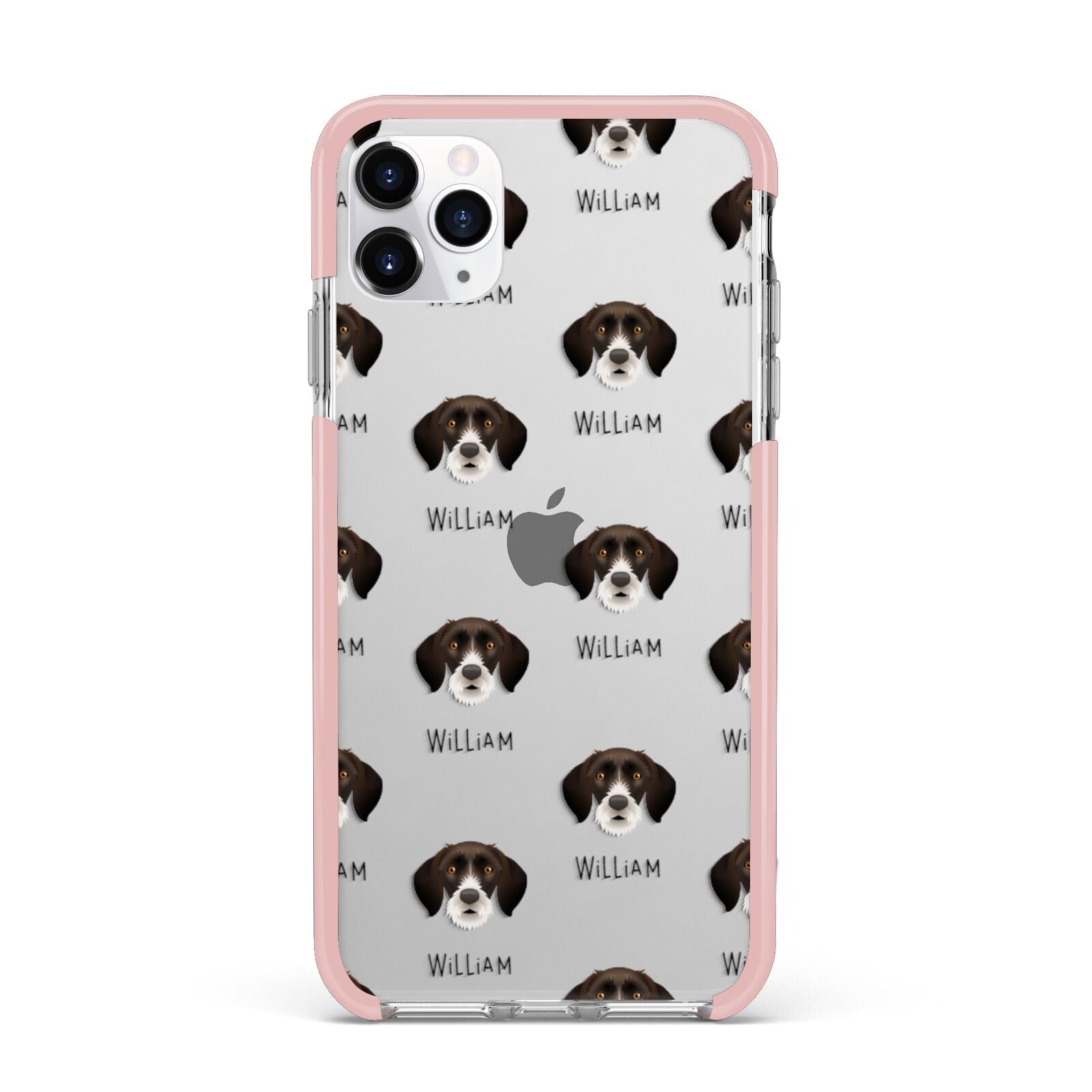 German Wirehaired Pointer Icon with Name iPhone 11 Pro Max Impact Pink Edge Case