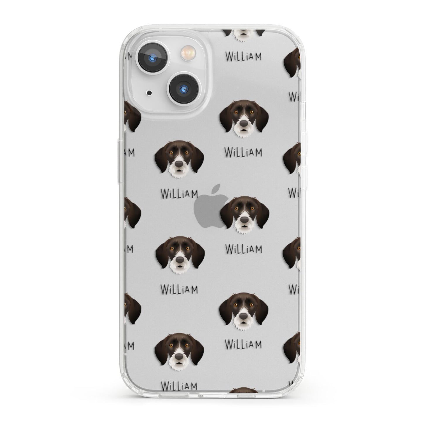 German Wirehaired Pointer Icon with Name iPhone 13 Clear Bumper Case
