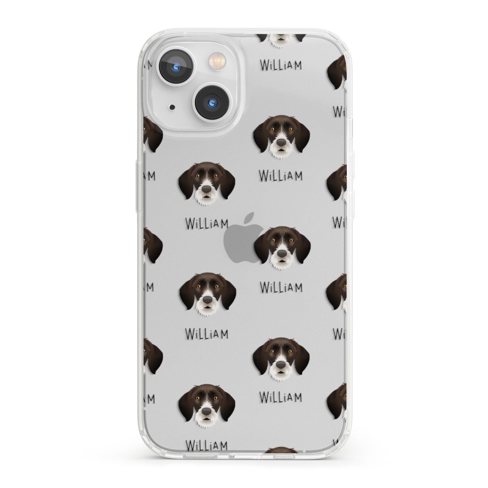 German Wirehaired Pointer Icon with Name iPhone 13 Clear Bumper Case