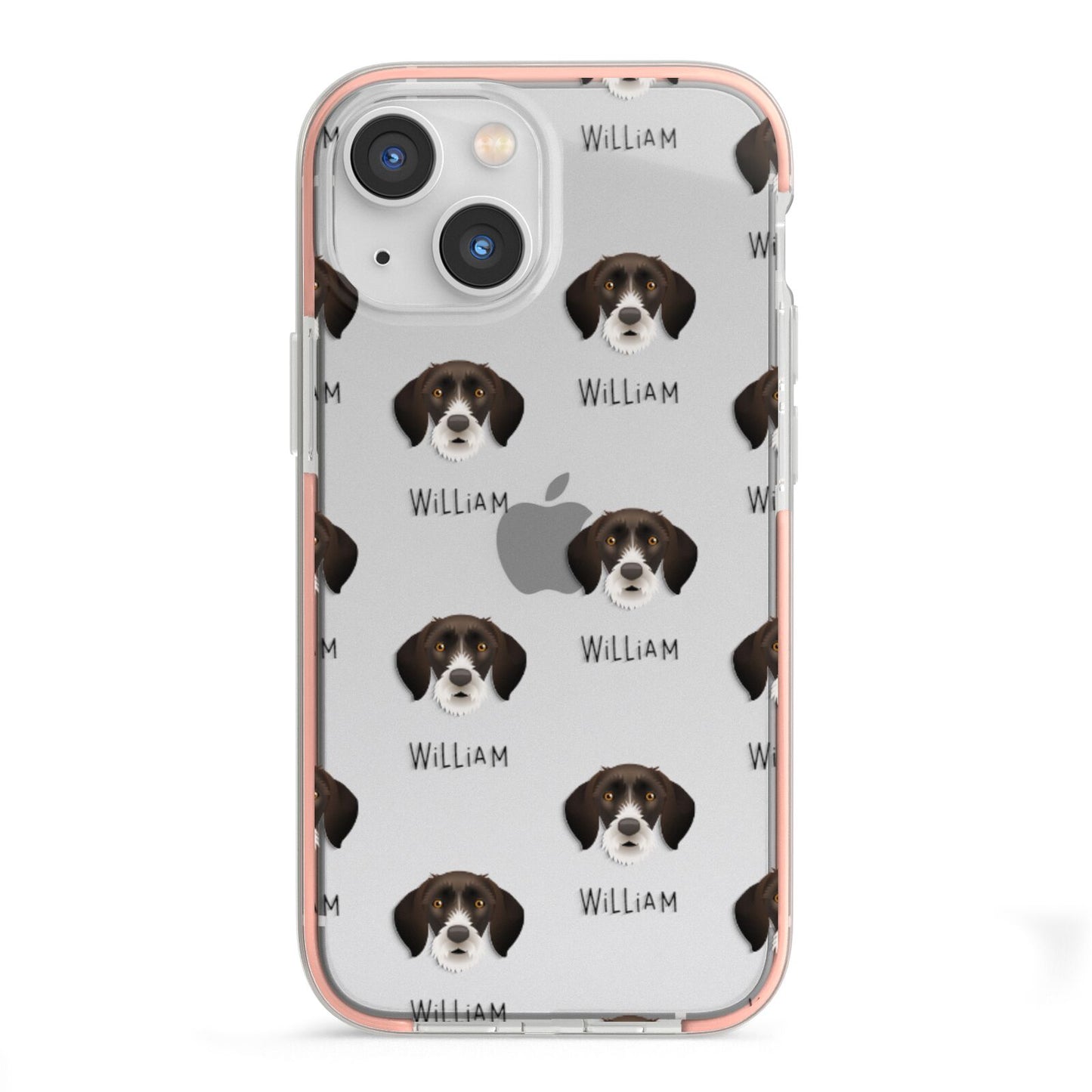 German Wirehaired Pointer Icon with Name iPhone 13 Mini TPU Impact Case with Pink Edges