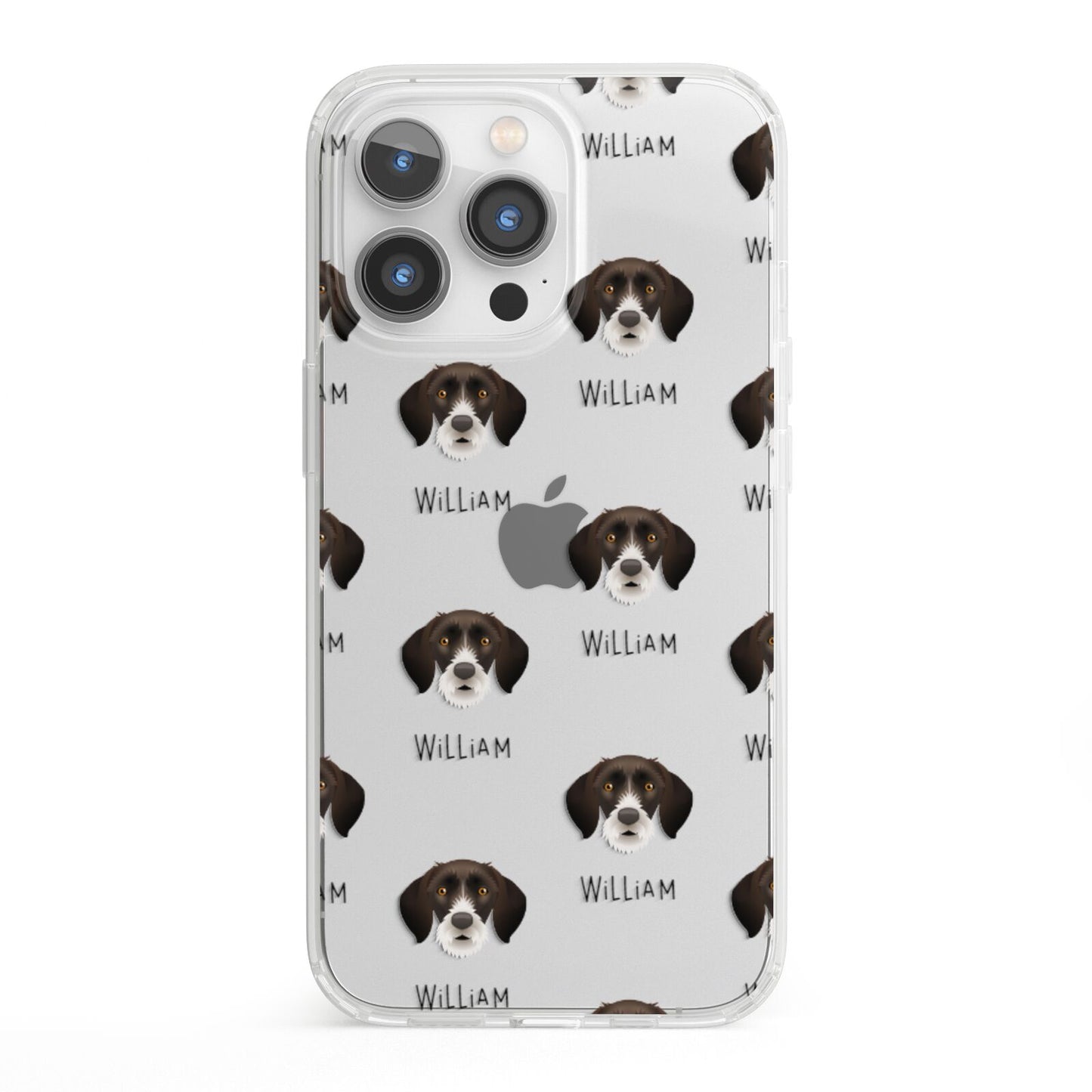 German Wirehaired Pointer Icon with Name iPhone 13 Pro Clear Bumper Case