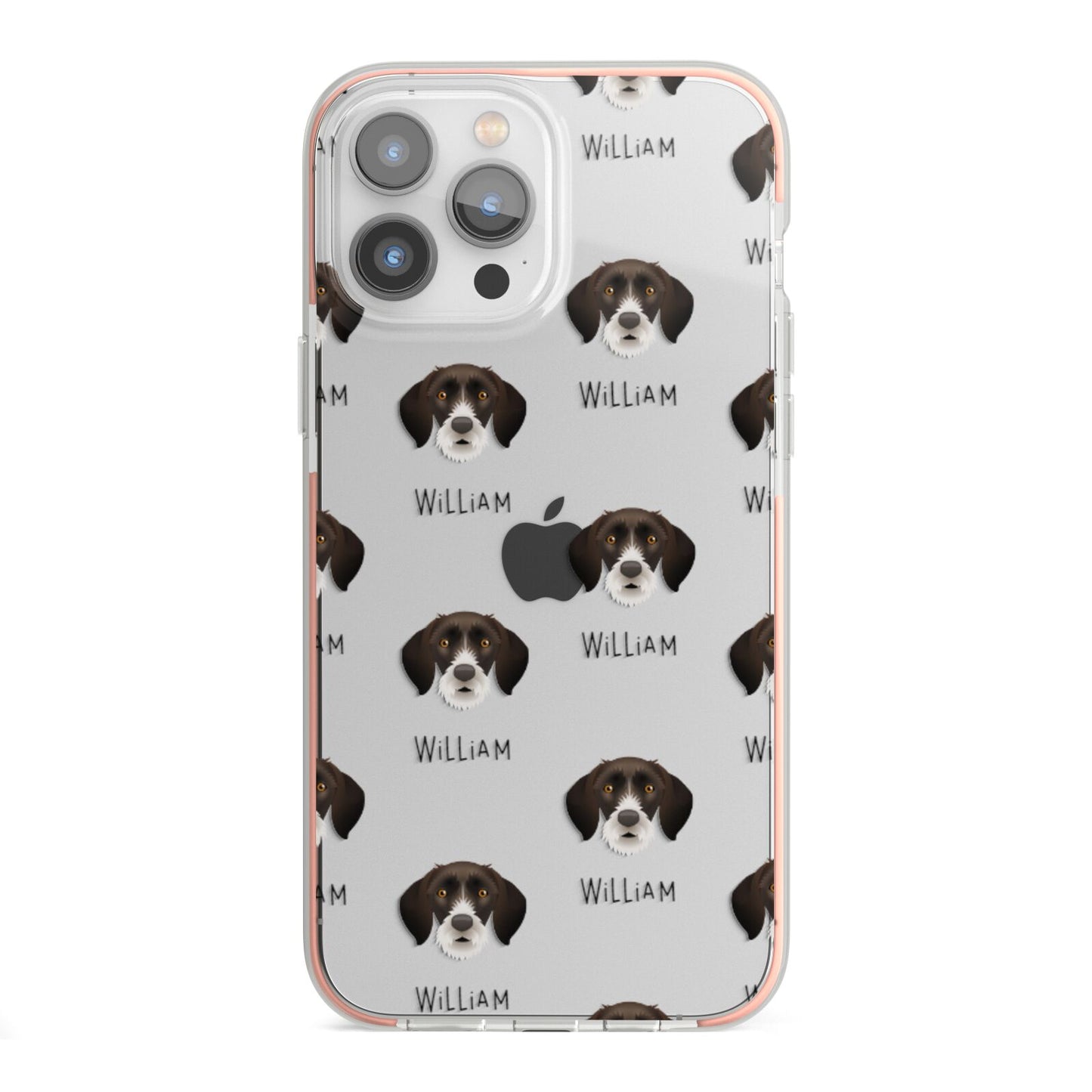 German Wirehaired Pointer Icon with Name iPhone 13 Pro Max TPU Impact Case with Pink Edges