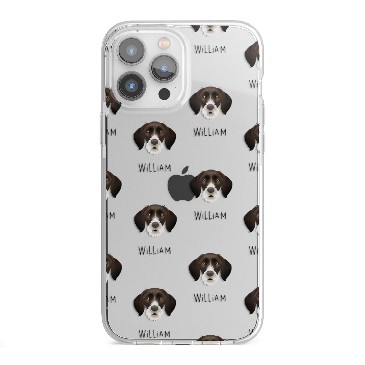 German Wirehaired Pointer Icon with Name iPhone 13 Pro Max TPU Impact Case with White Edges