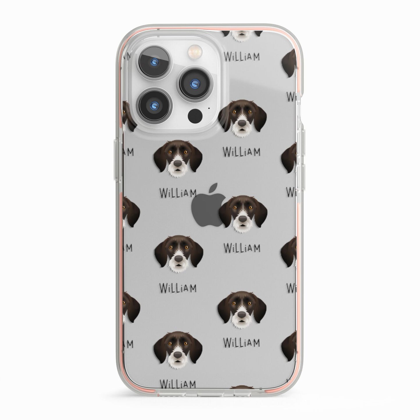 German Wirehaired Pointer Icon with Name iPhone 13 Pro TPU Impact Case with Pink Edges
