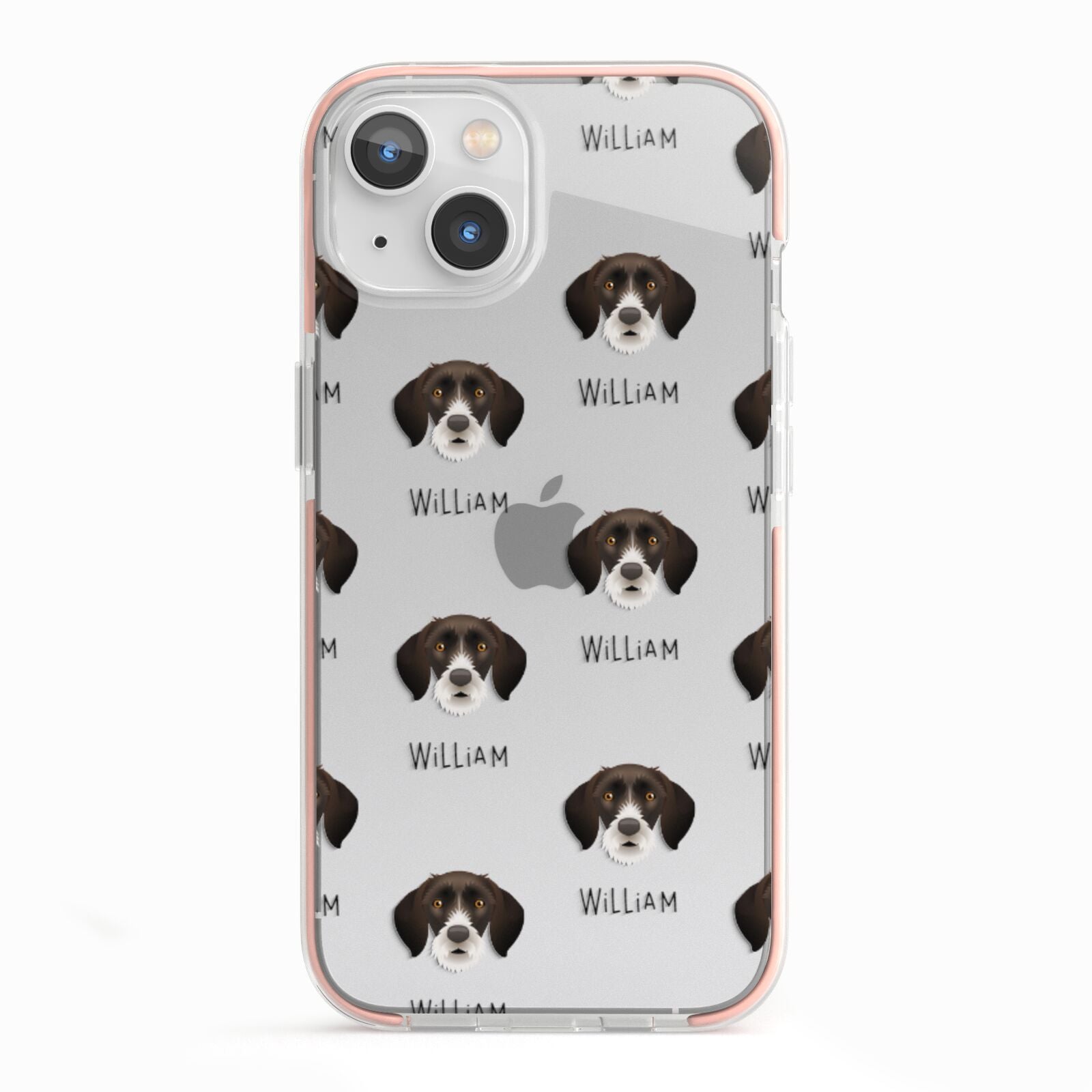 German Wirehaired Pointer Icon with Name iPhone 13 TPU Impact Case with Pink Edges