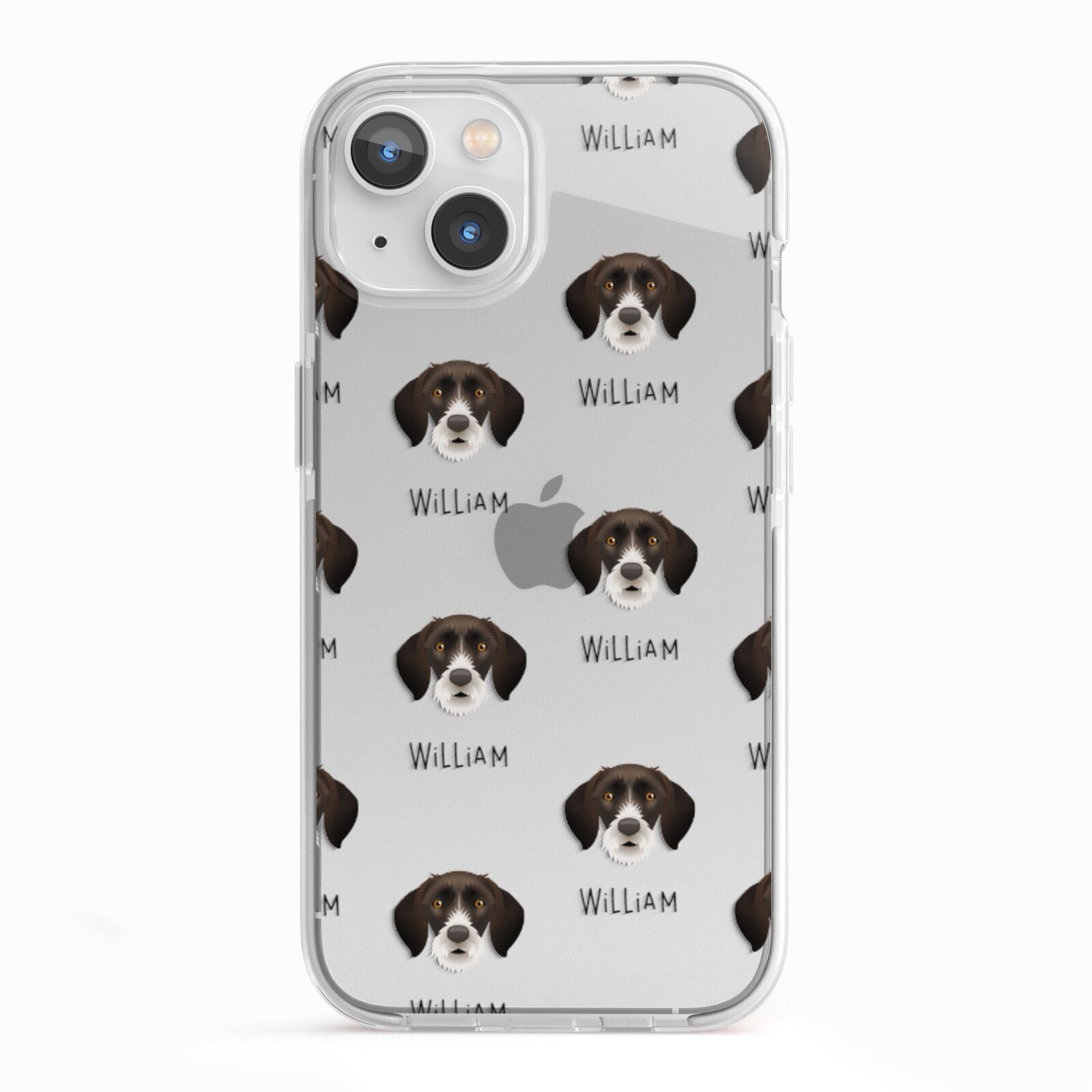 German Wirehaired Pointer Icon with Name iPhone 13 TPU Impact Case with White Edges