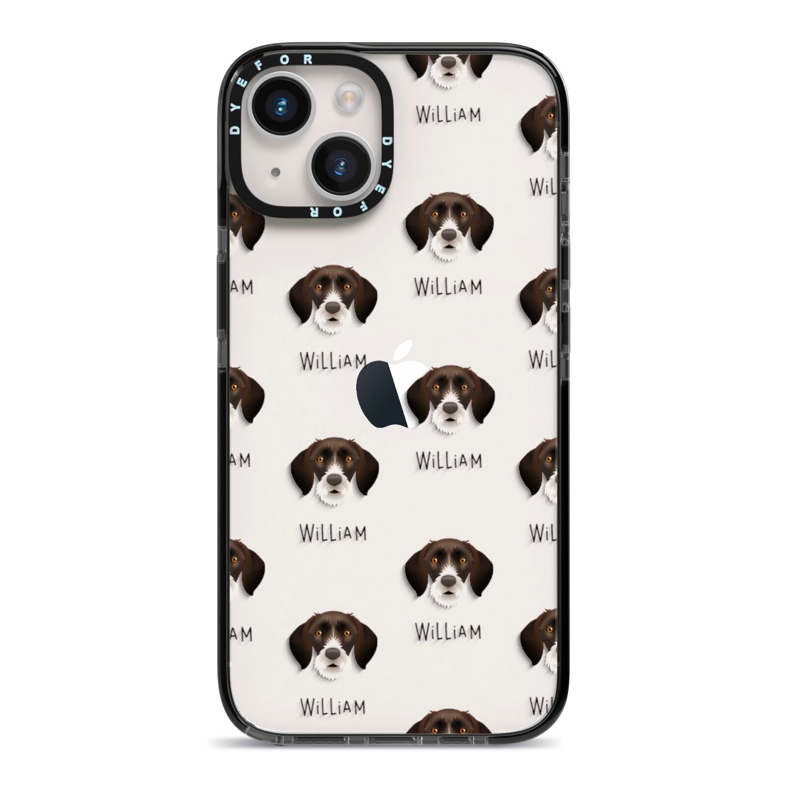 German Wirehaired Pointer Icon with Name iPhone 14 Black Impact Case on Silver phone