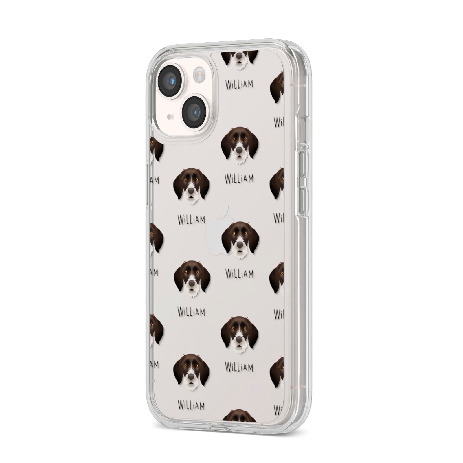 German Wirehaired Pointer Icon with Name iPhone 14 Clear Tough Case Starlight Angled Image