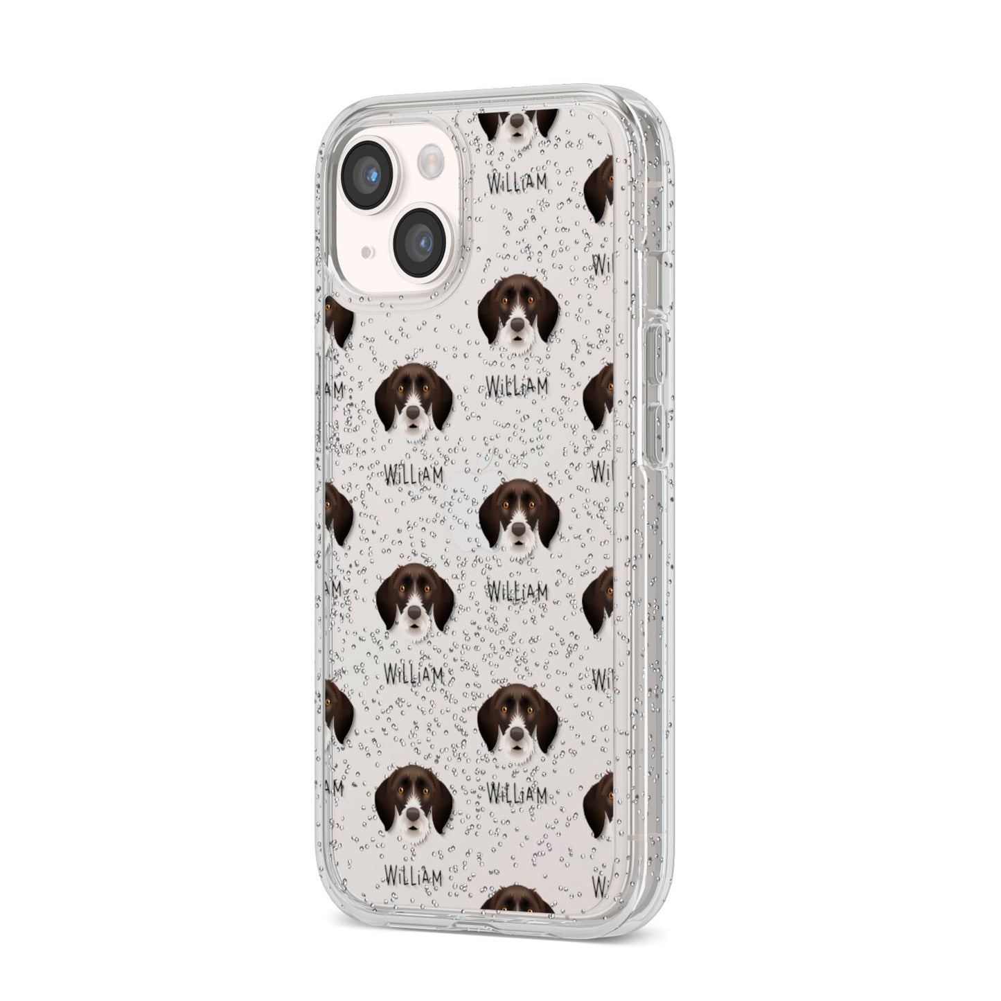 German Wirehaired Pointer Icon with Name iPhone 14 Glitter Tough Case Starlight Angled Image
