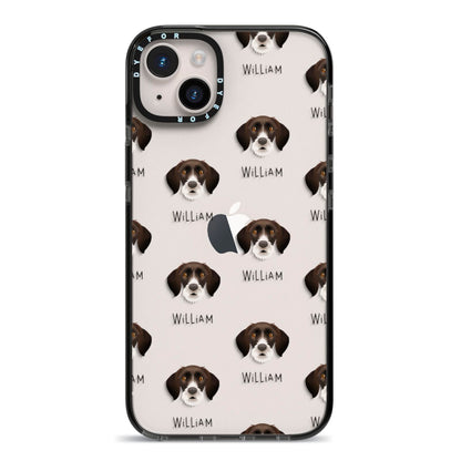 German Wirehaired Pointer Icon with Name iPhone 14 Plus Black Impact Case on Silver phone