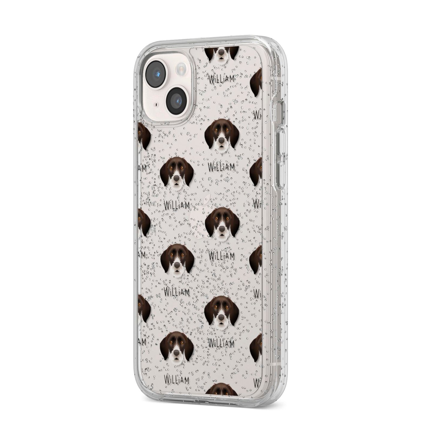German Wirehaired Pointer Icon with Name iPhone 14 Plus Glitter Tough Case Starlight Angled Image
