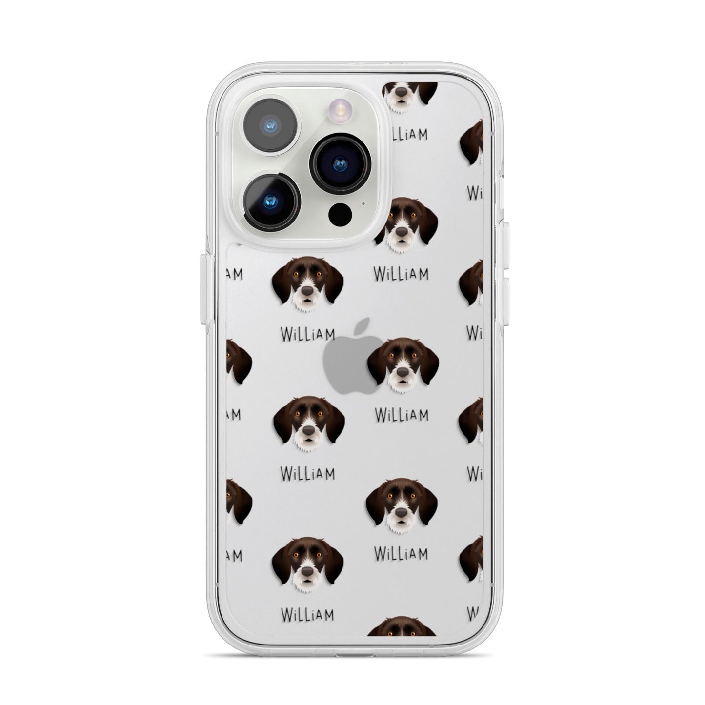 German Wirehaired Pointer Icon with Name iPhone 14 Pro Clear Tough Case Silver