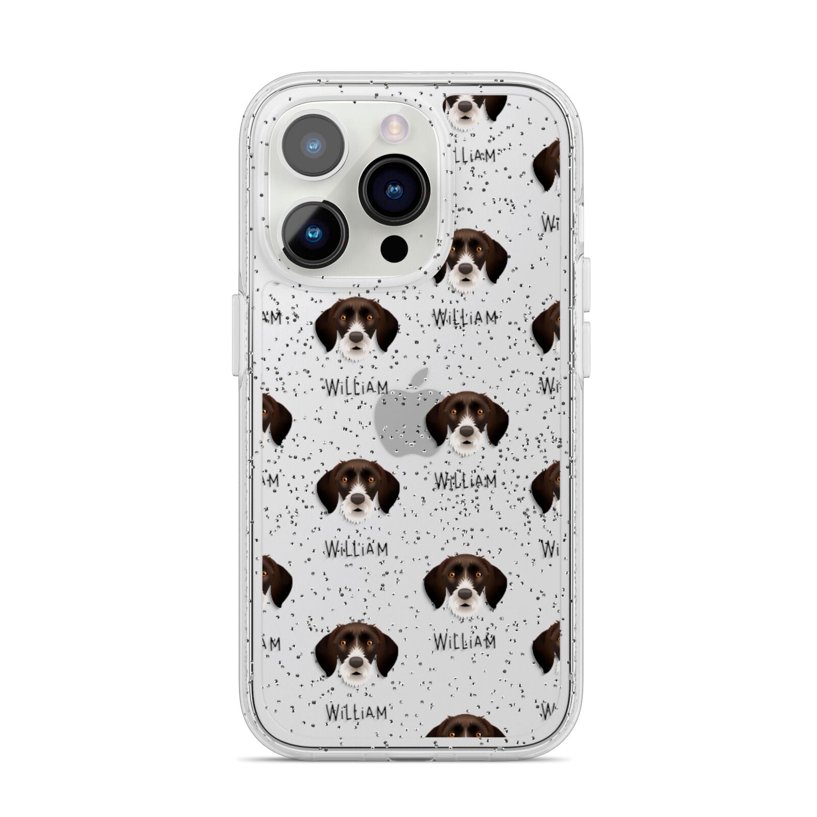 German Wirehaired Pointer Icon with Name iPhone 14 Pro Glitter Tough Case Silver