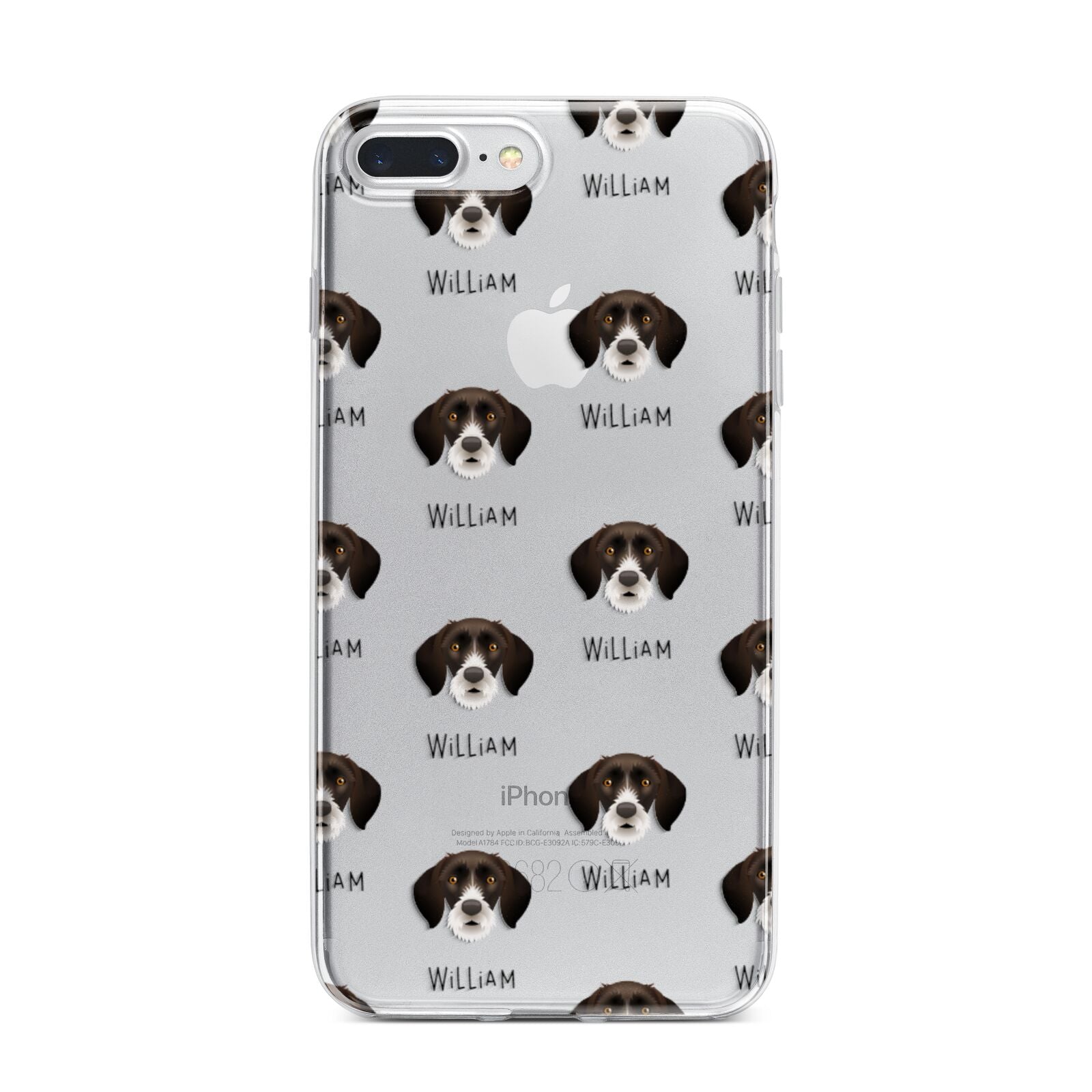 German Wirehaired Pointer Icon with Name iPhone 7 Plus Bumper Case on Silver iPhone