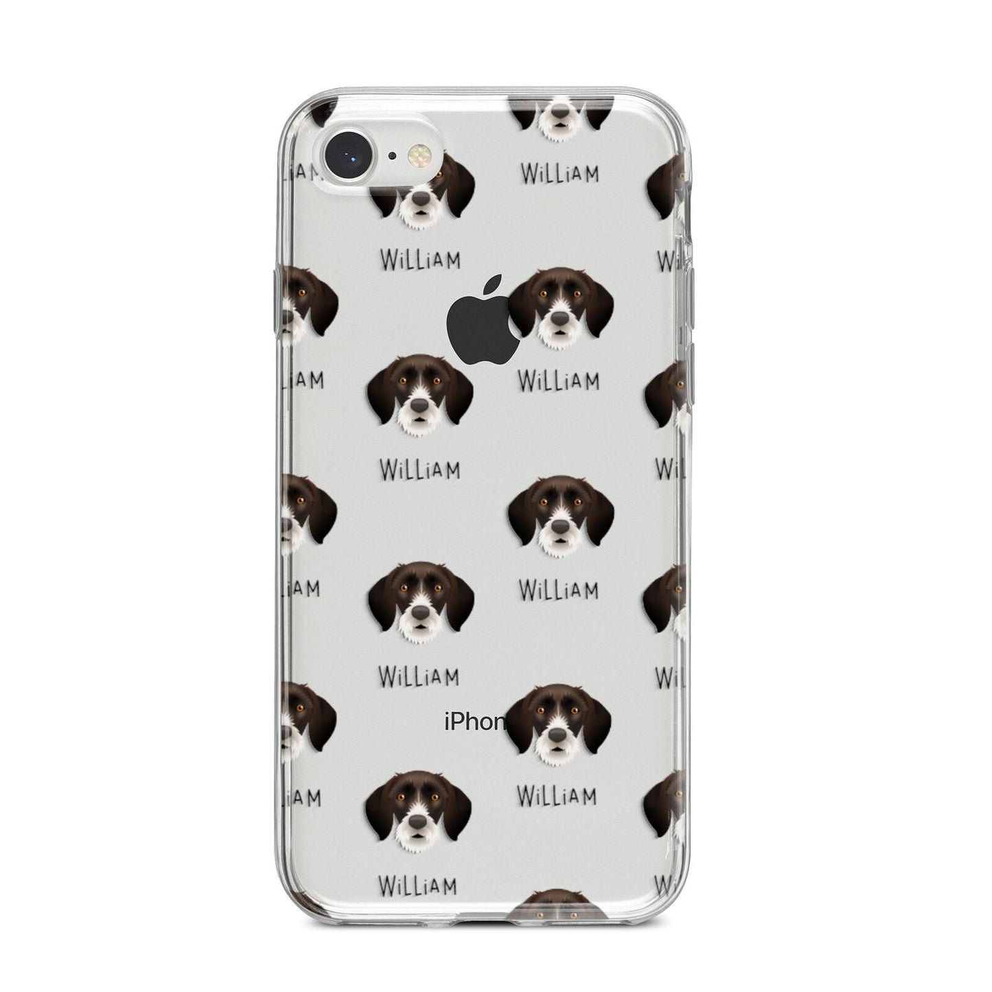 German Wirehaired Pointer Icon with Name iPhone 8 Bumper Case on Silver iPhone