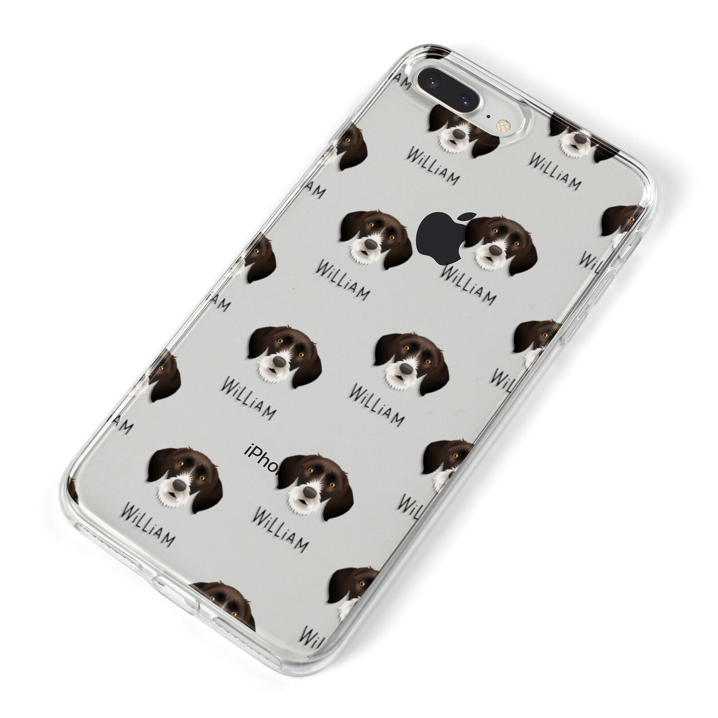 German Wirehaired Pointer Icon with Name iPhone 8 Plus Bumper Case on Silver iPhone Alternative Image