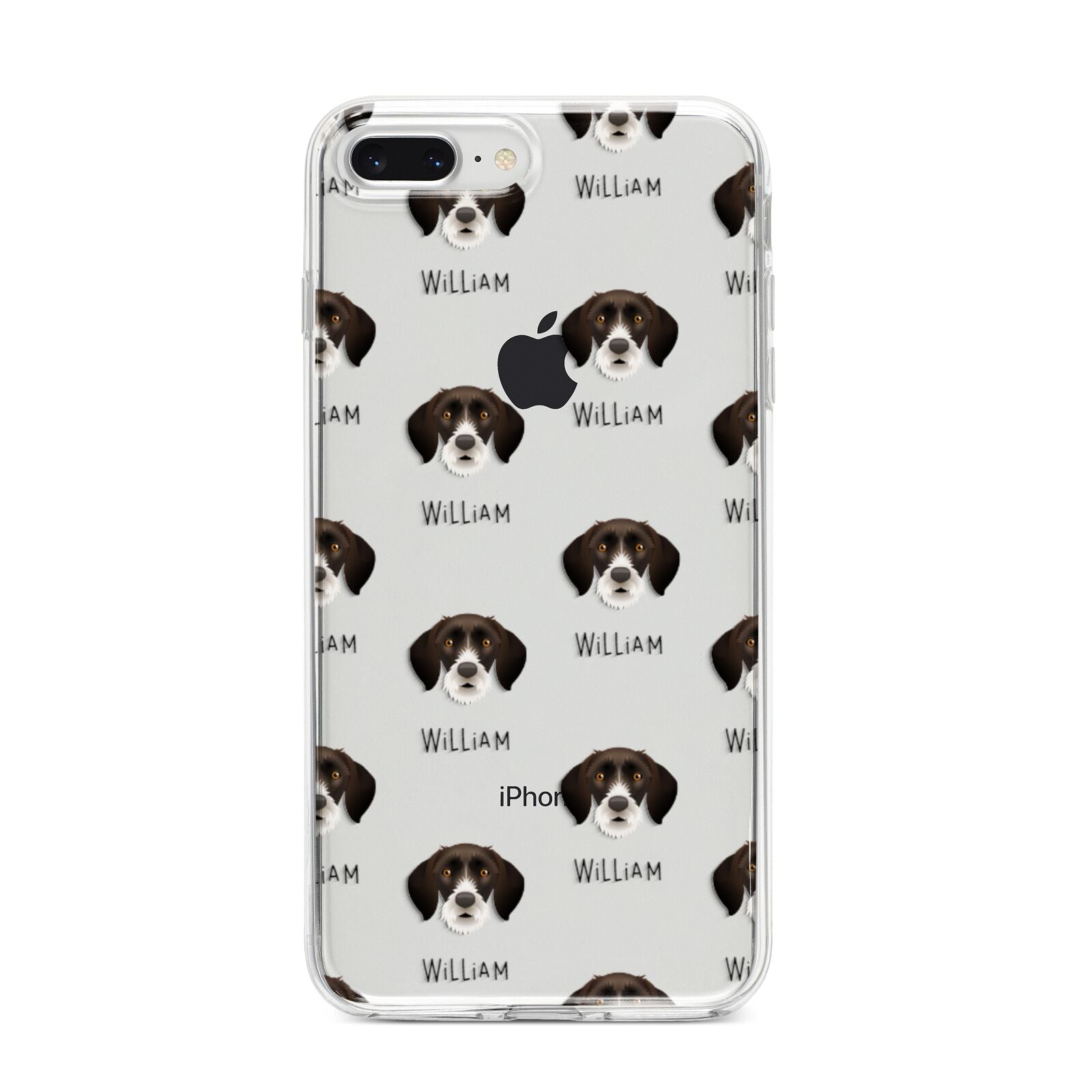 German Wirehaired Pointer Icon with Name iPhone 8 Plus Bumper Case on Silver iPhone
