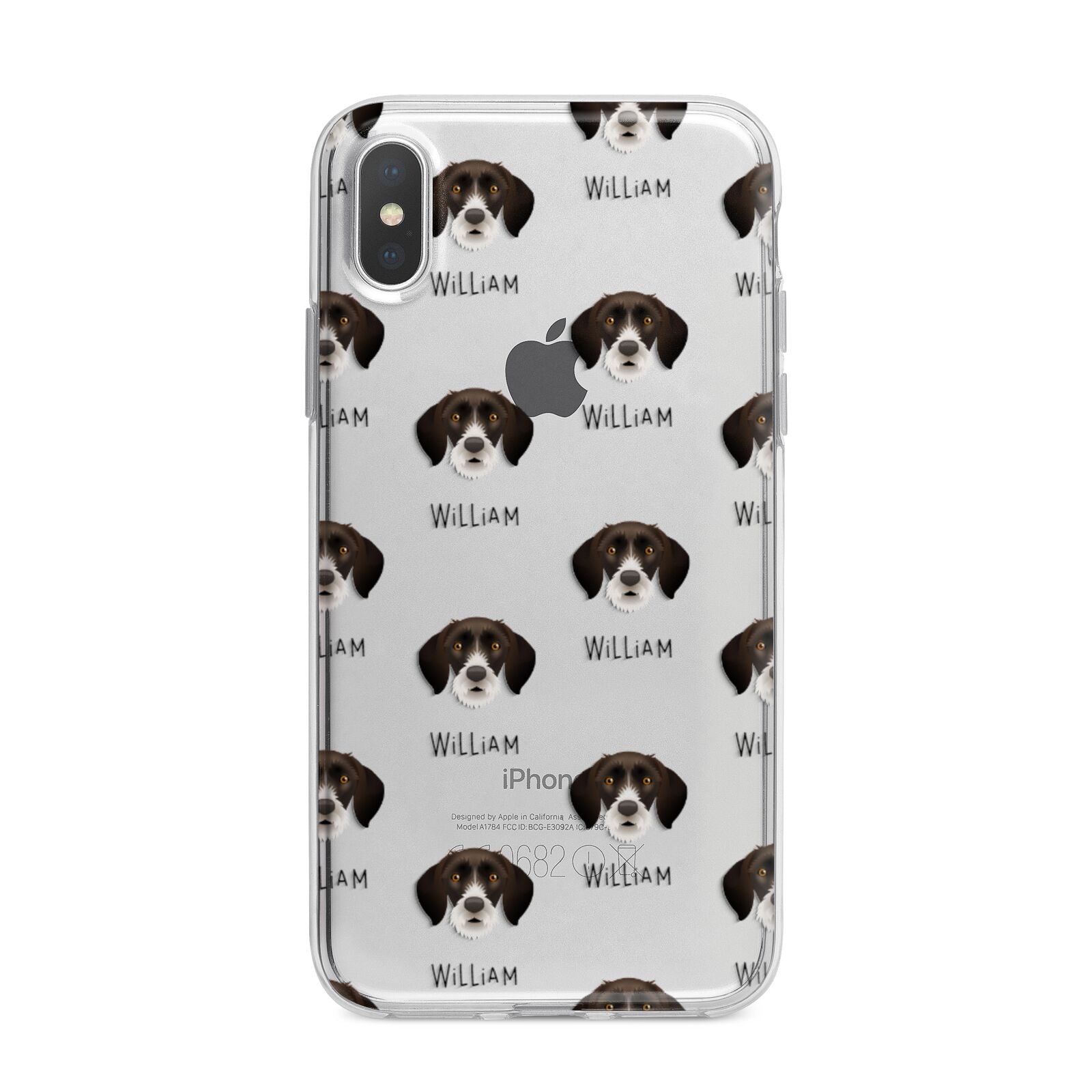 German Wirehaired Pointer Icon with Name iPhone X Bumper Case on Silver iPhone Alternative Image 1