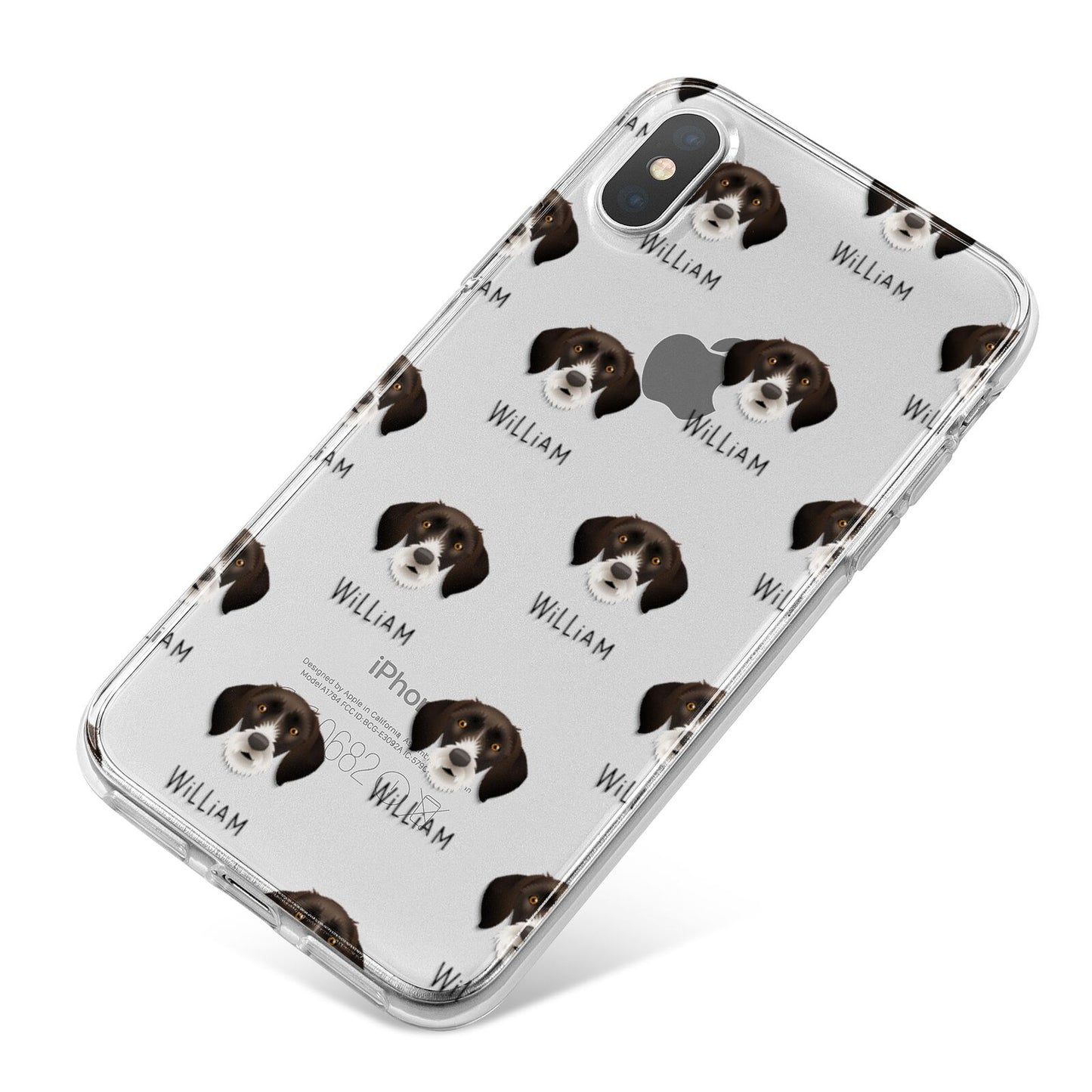 German Wirehaired Pointer Icon with Name iPhone X Bumper Case on Silver iPhone