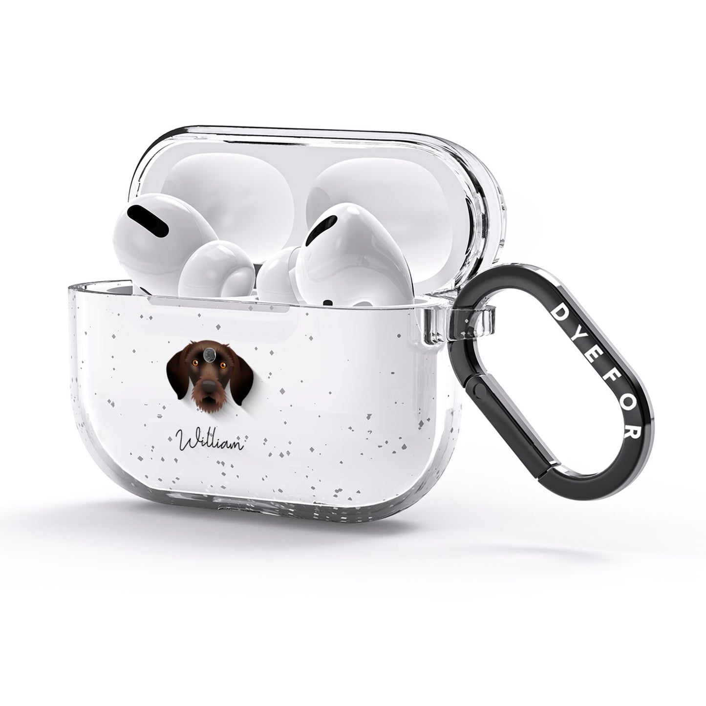 German Wirehaired Pointer Personalised AirPods Glitter Case 3rd Gen Side Image