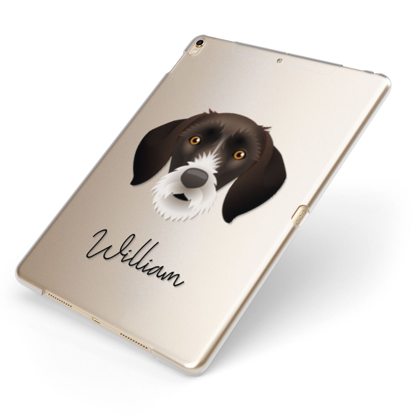 German Wirehaired Pointer Personalised Apple iPad Case on Gold iPad Side View