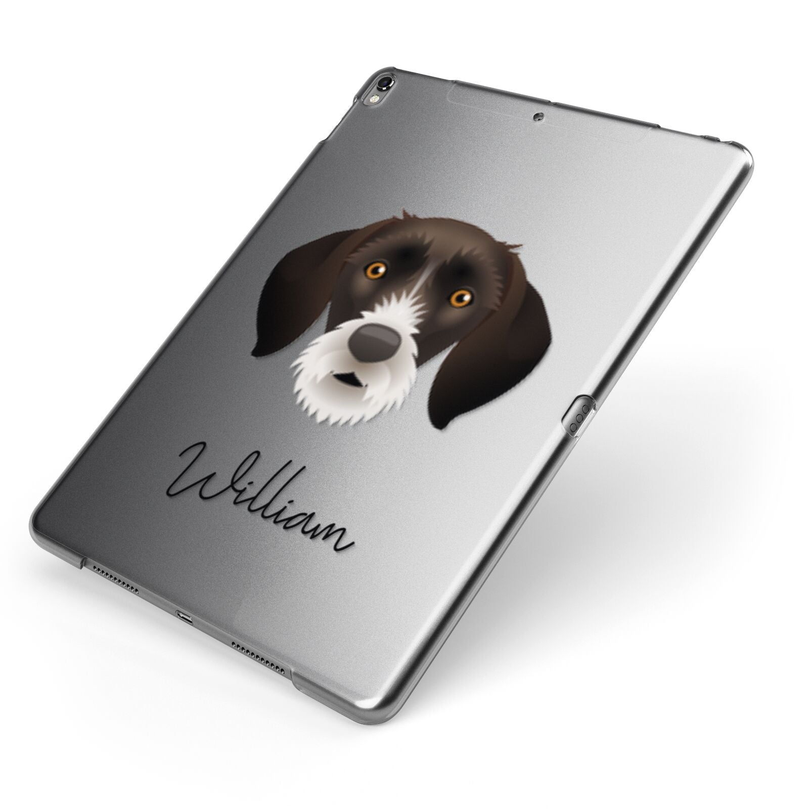 German Wirehaired Pointer Personalised Apple iPad Case on Grey iPad Side View