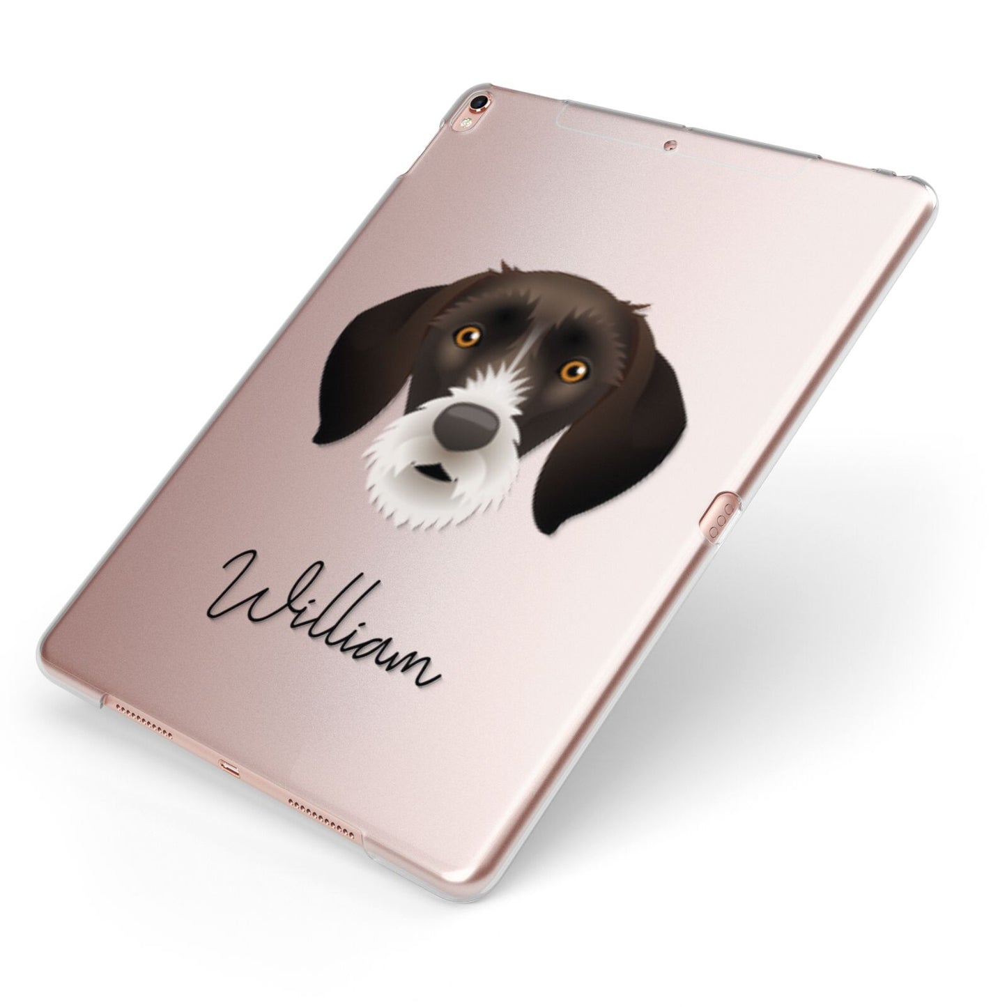 German Wirehaired Pointer Personalised Apple iPad Case on Rose Gold iPad Side View