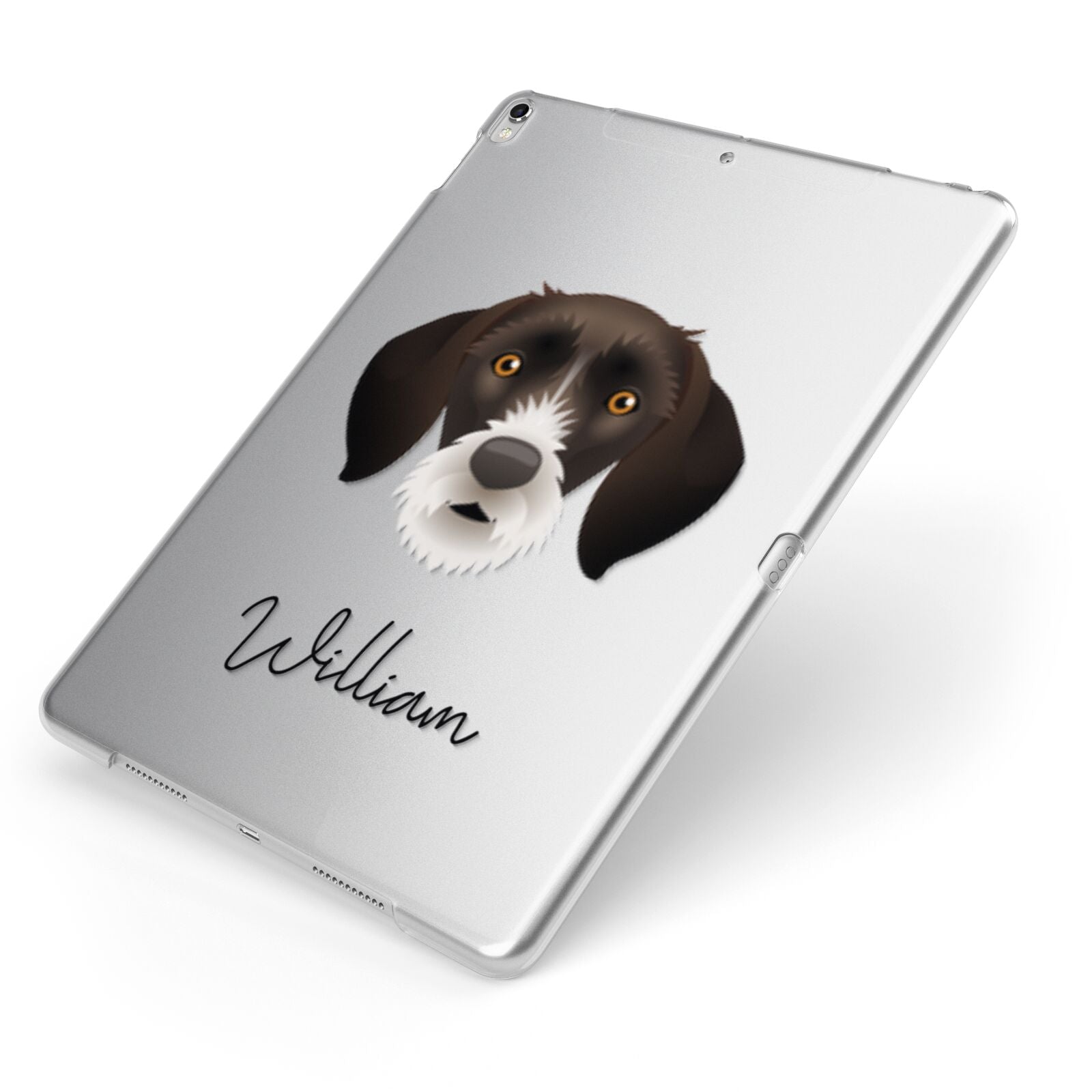 German Wirehaired Pointer Personalised Apple iPad Case on Silver iPad Side View