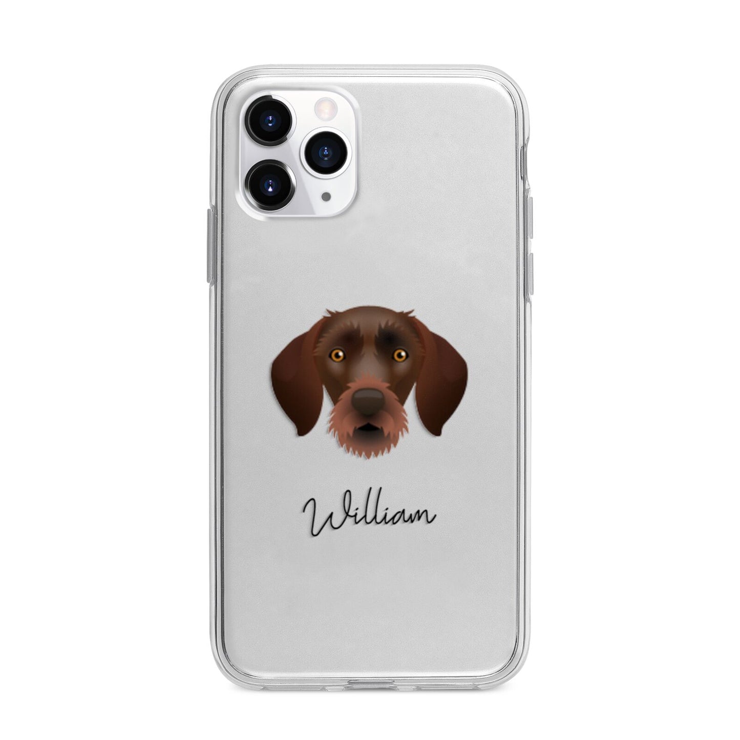 German Wirehaired Pointer Personalised Apple iPhone 11 Pro Max in Silver with Bumper Case