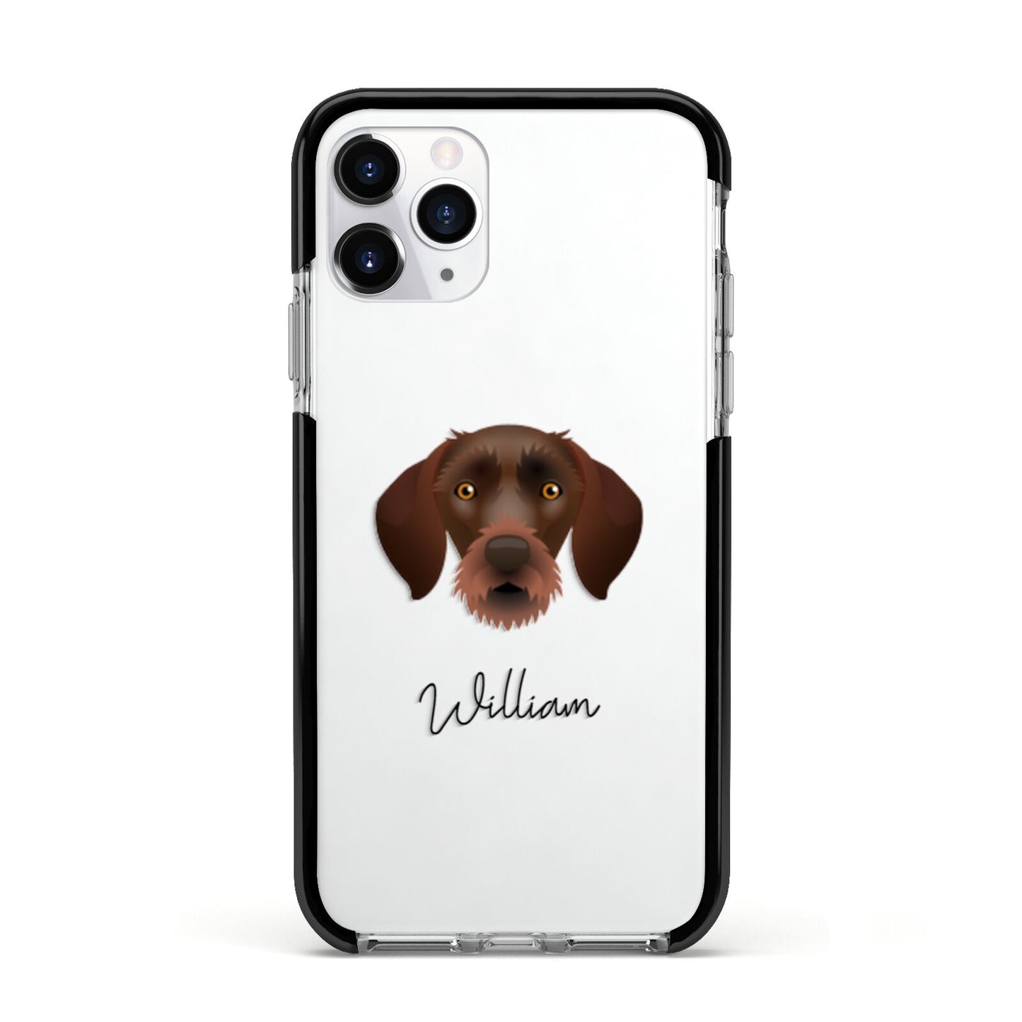 German Wirehaired Pointer Personalised Apple iPhone 11 Pro in Silver with Black Impact Case