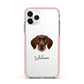 German Wirehaired Pointer Personalised Apple iPhone 11 Pro in Silver with Pink Impact Case