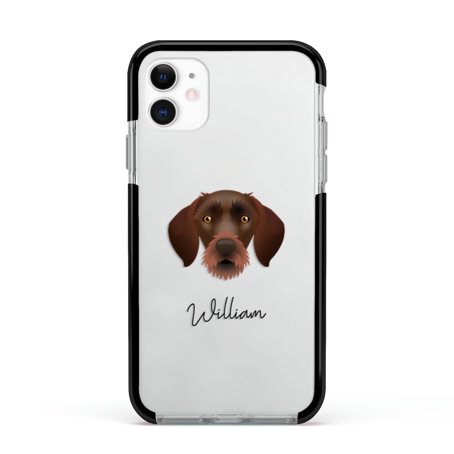 German Wirehaired Pointer Personalised Apple iPhone 11 in White with Black Impact Case