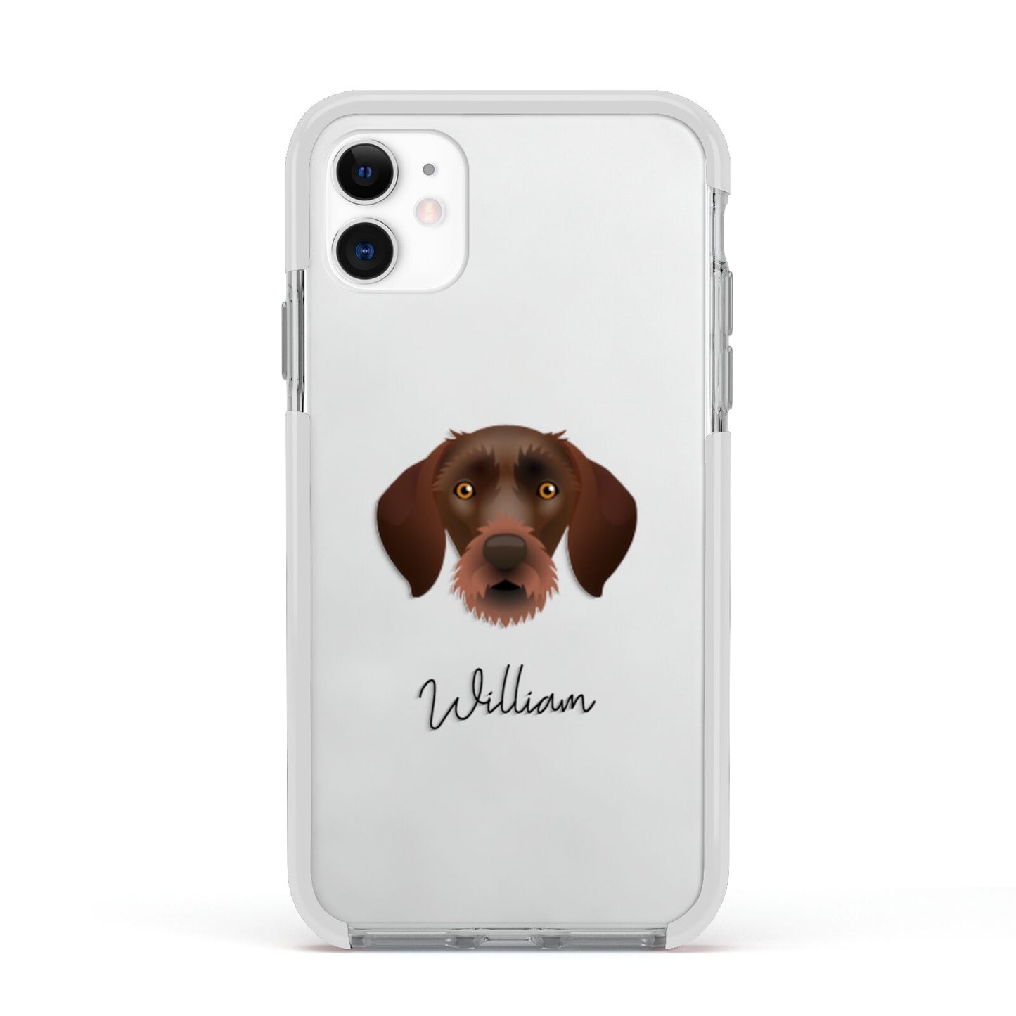 German Wirehaired Pointer Personalised Apple iPhone 11 in White with White Impact Case