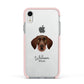 German Wirehaired Pointer Personalised Apple iPhone XR Impact Case Pink Edge on Silver Phone
