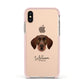 German Wirehaired Pointer Personalised Apple iPhone Xs Impact Case Pink Edge on Gold Phone