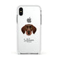German Wirehaired Pointer Personalised Apple iPhone Xs Impact Case White Edge on Silver Phone