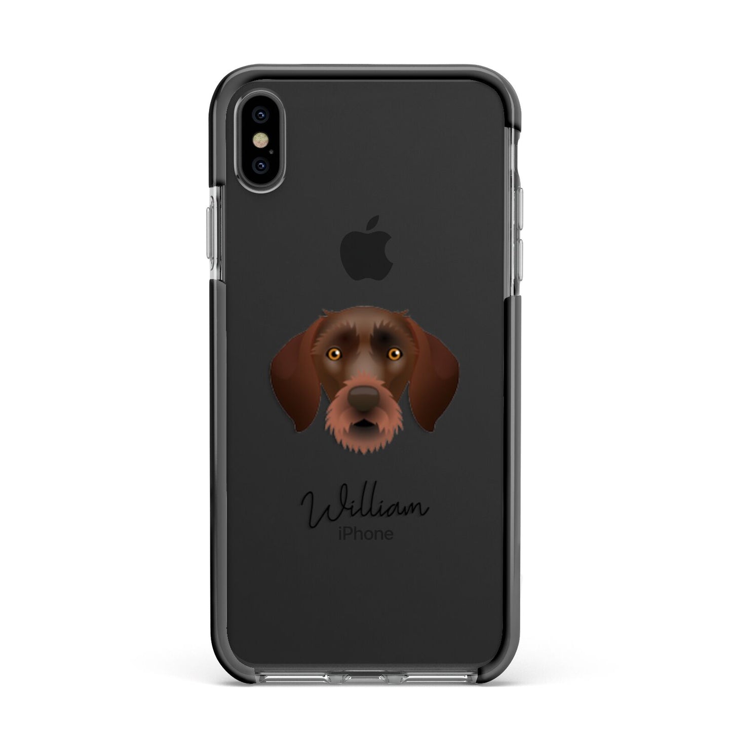 German Wirehaired Pointer Personalised Apple iPhone Xs Max Impact Case Black Edge on Black Phone