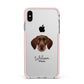 German Wirehaired Pointer Personalised Apple iPhone Xs Max Impact Case Pink Edge on Silver Phone