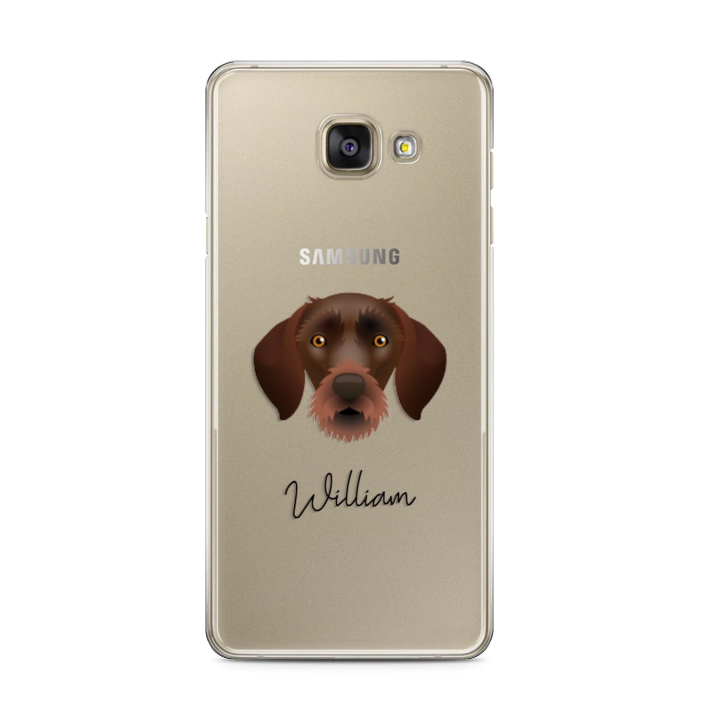 German Wirehaired Pointer Personalised Samsung Galaxy A3 2016 Case on gold phone