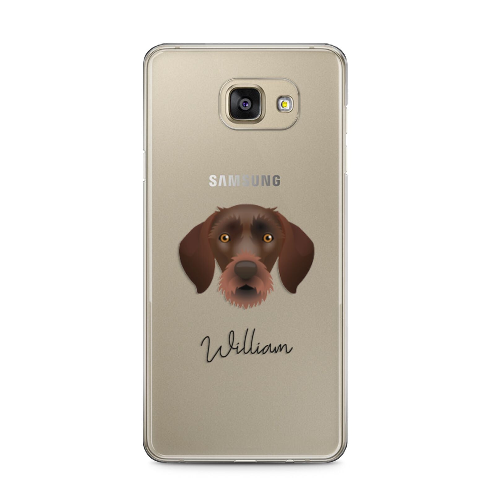 German Wirehaired Pointer Personalised Samsung Galaxy A5 2016 Case on gold phone