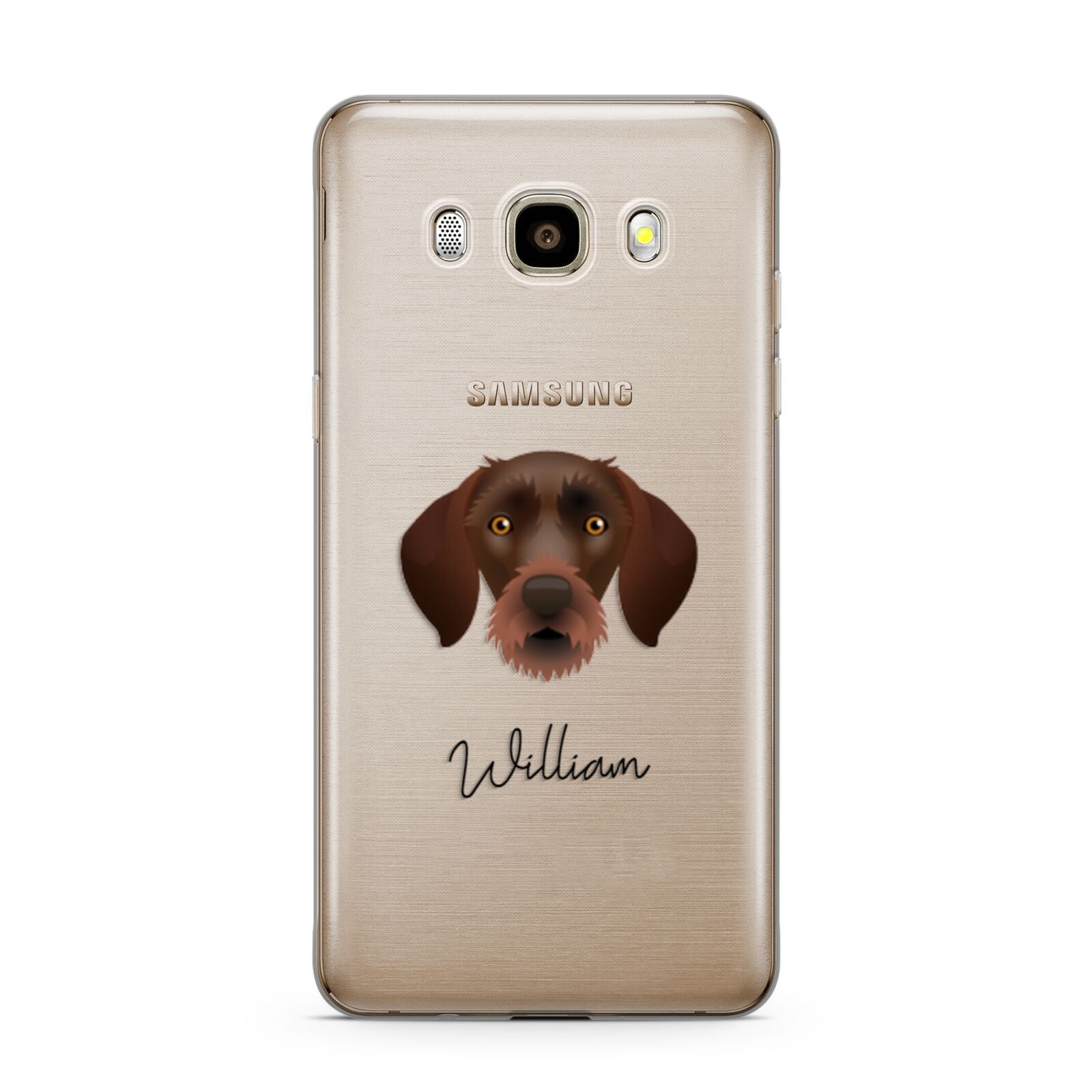 German Wirehaired Pointer Personalised Samsung Galaxy J7 2016 Case on gold phone