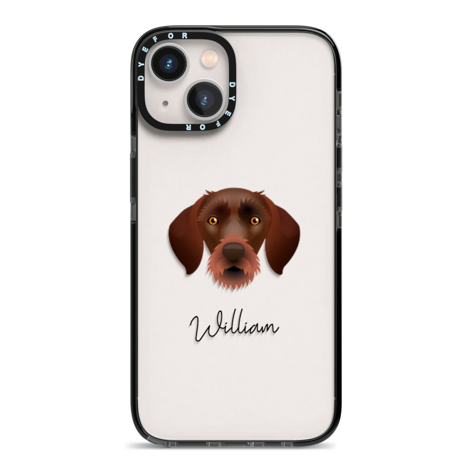 German Wirehaired Pointer Personalised iPhone 13 Black Impact Case on Silver phone