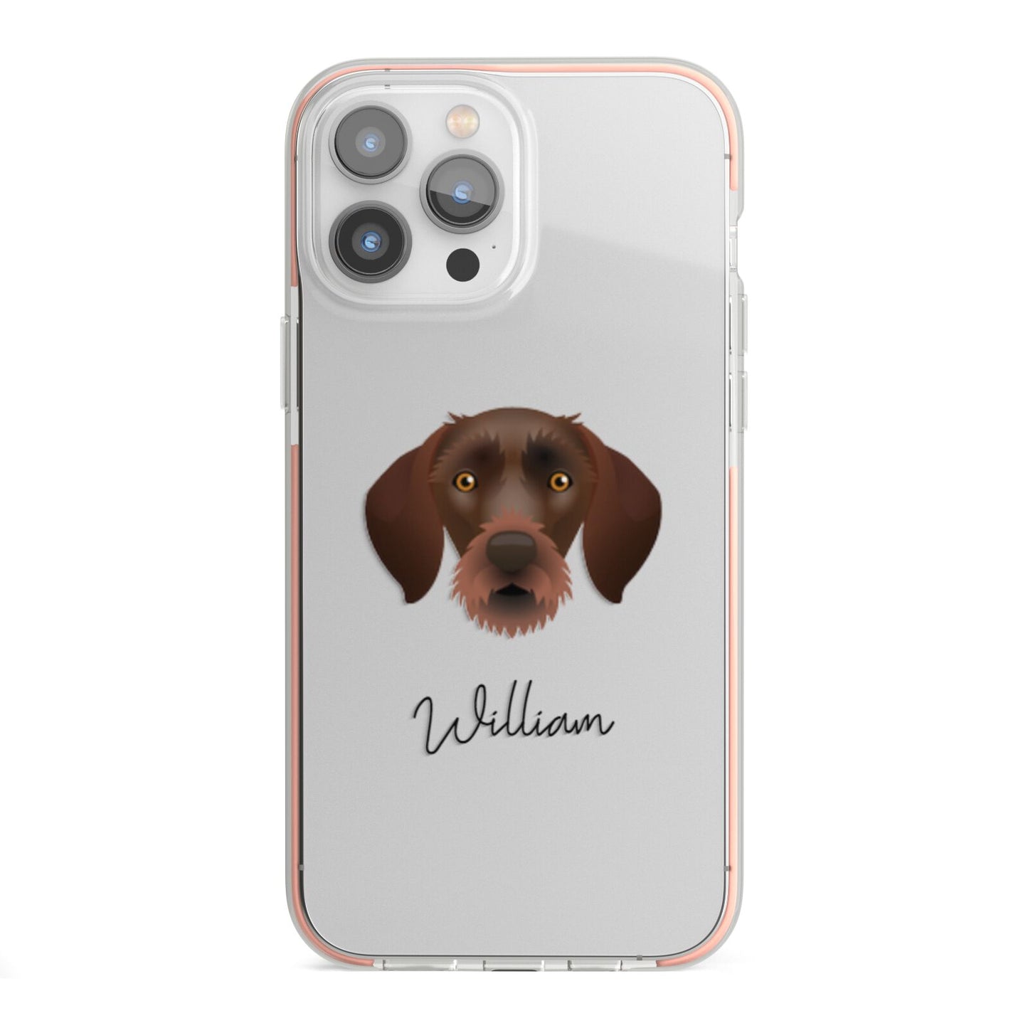 German Wirehaired Pointer Personalised iPhone 13 Pro Max TPU Impact Case with Pink Edges