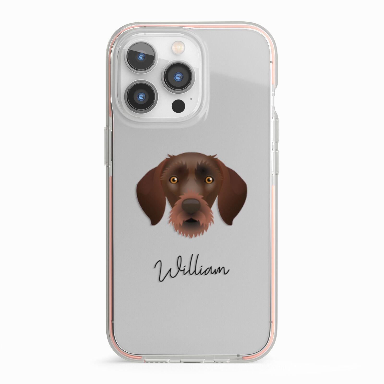 German Wirehaired Pointer Personalised iPhone 13 Pro TPU Impact Case with Pink Edges