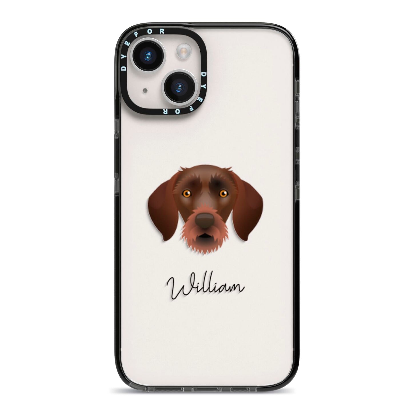 German Wirehaired Pointer Personalised iPhone 14 Black Impact Case on Silver phone