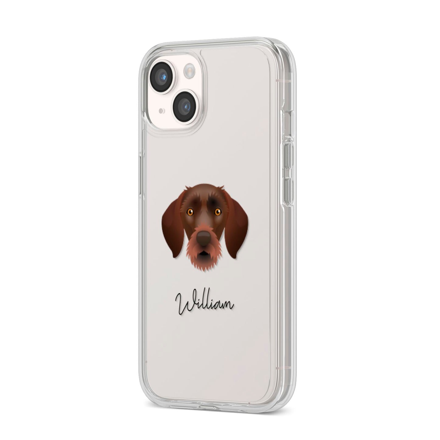 German Wirehaired Pointer Personalised iPhone 14 Clear Tough Case Starlight Angled Image
